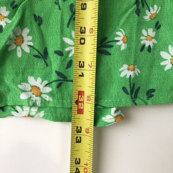 stradivarius Womens Halter Dress Slit Ruched Green Daisy Print  Size 12 NWT - Picture 6 of 16